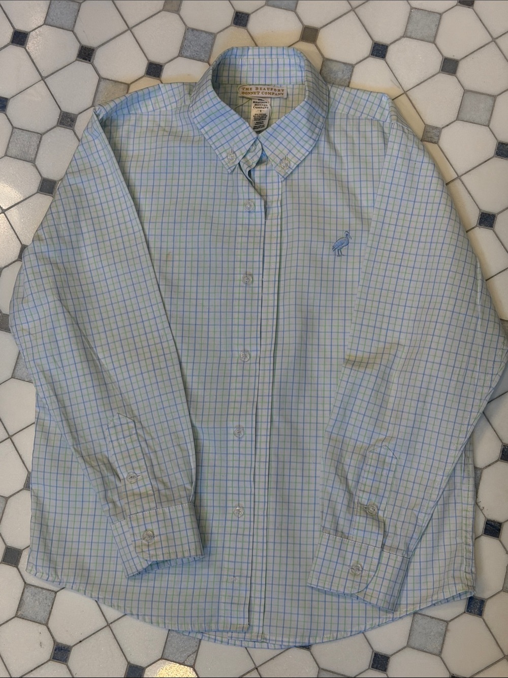 TBBC Dean’s List Dress Shirt in light blue and green check